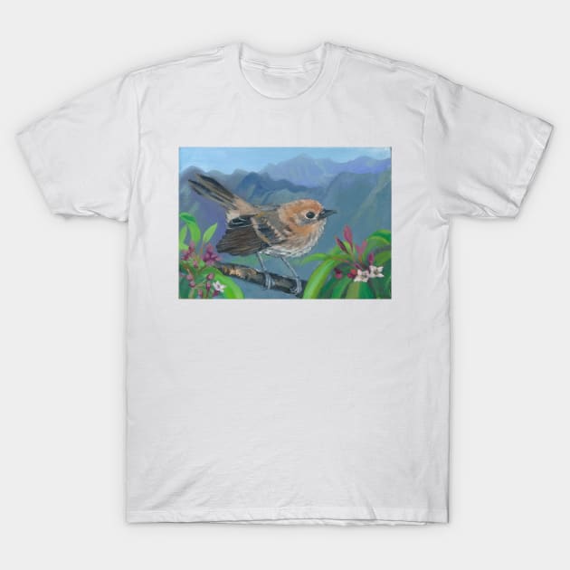 Elepaio Bird in a Sandalwood Tree T-Shirt by wendyroberts